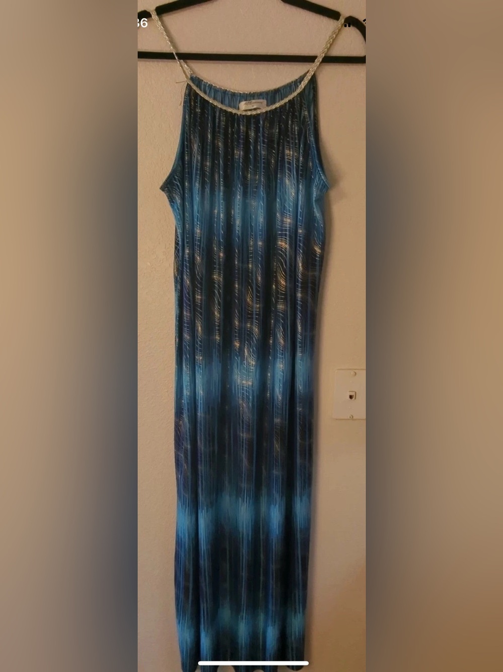 Blue Ombré maxi Dress Rope Strap Ace Fashion gold sparkles 3X hot girl summer